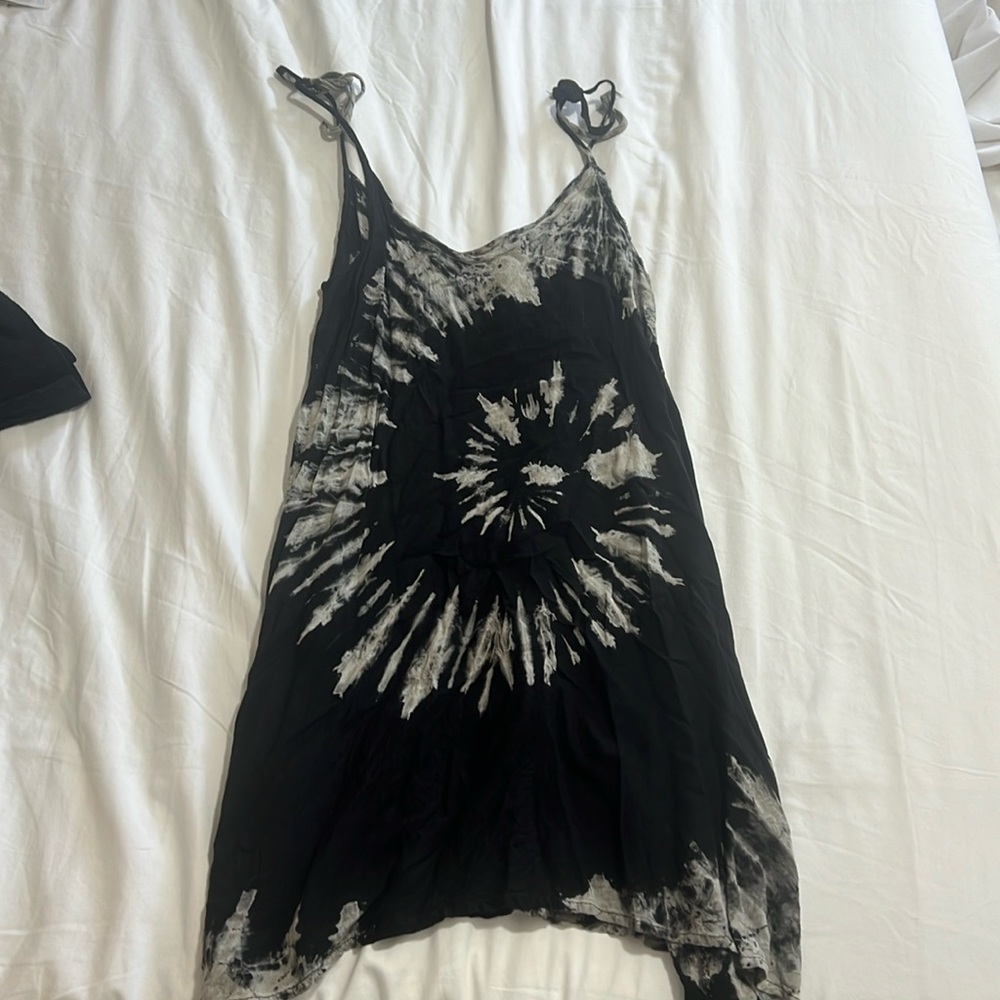 Black and grey tie die dress